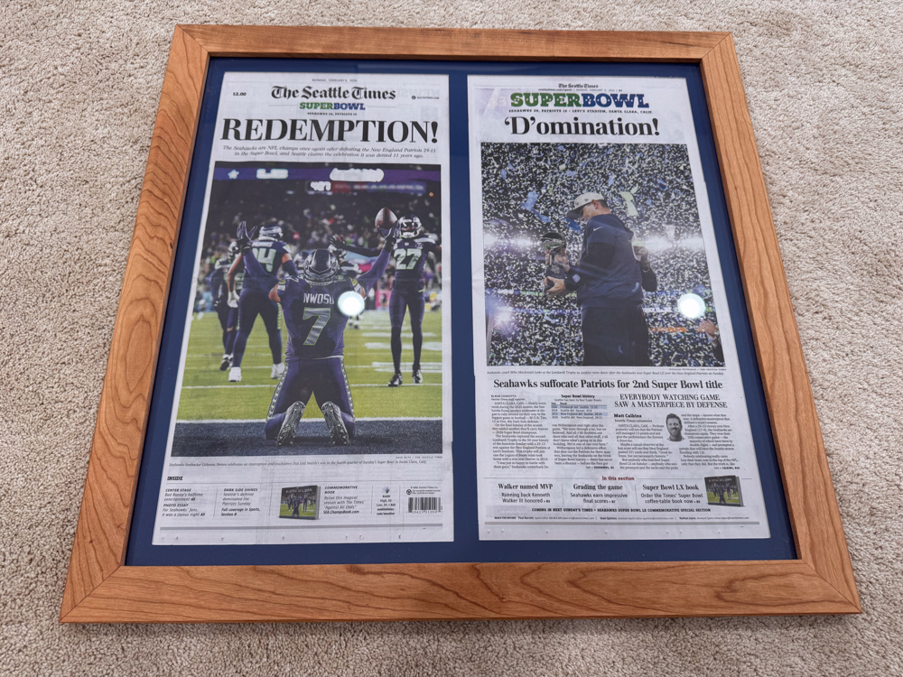 Seahawks Newspaper Frames