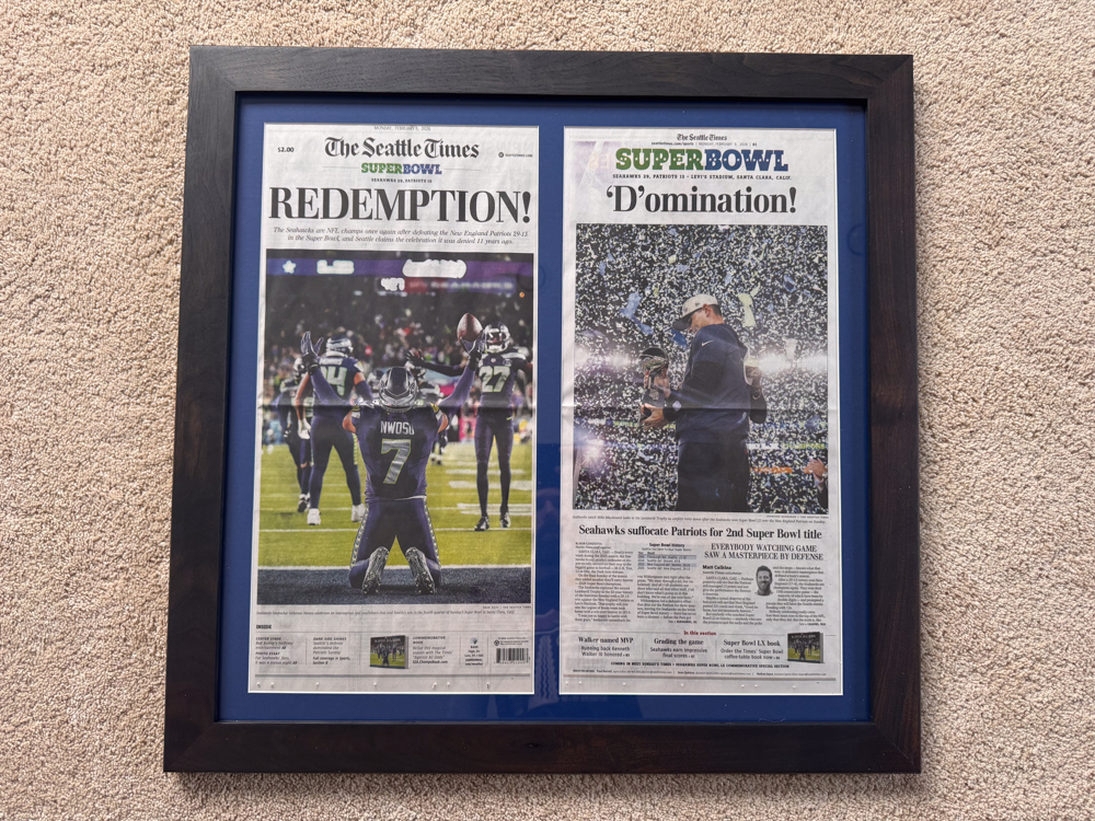 Seahawks Newspaper Frames