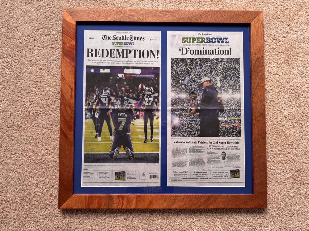 Seahawks Newspaper Frames